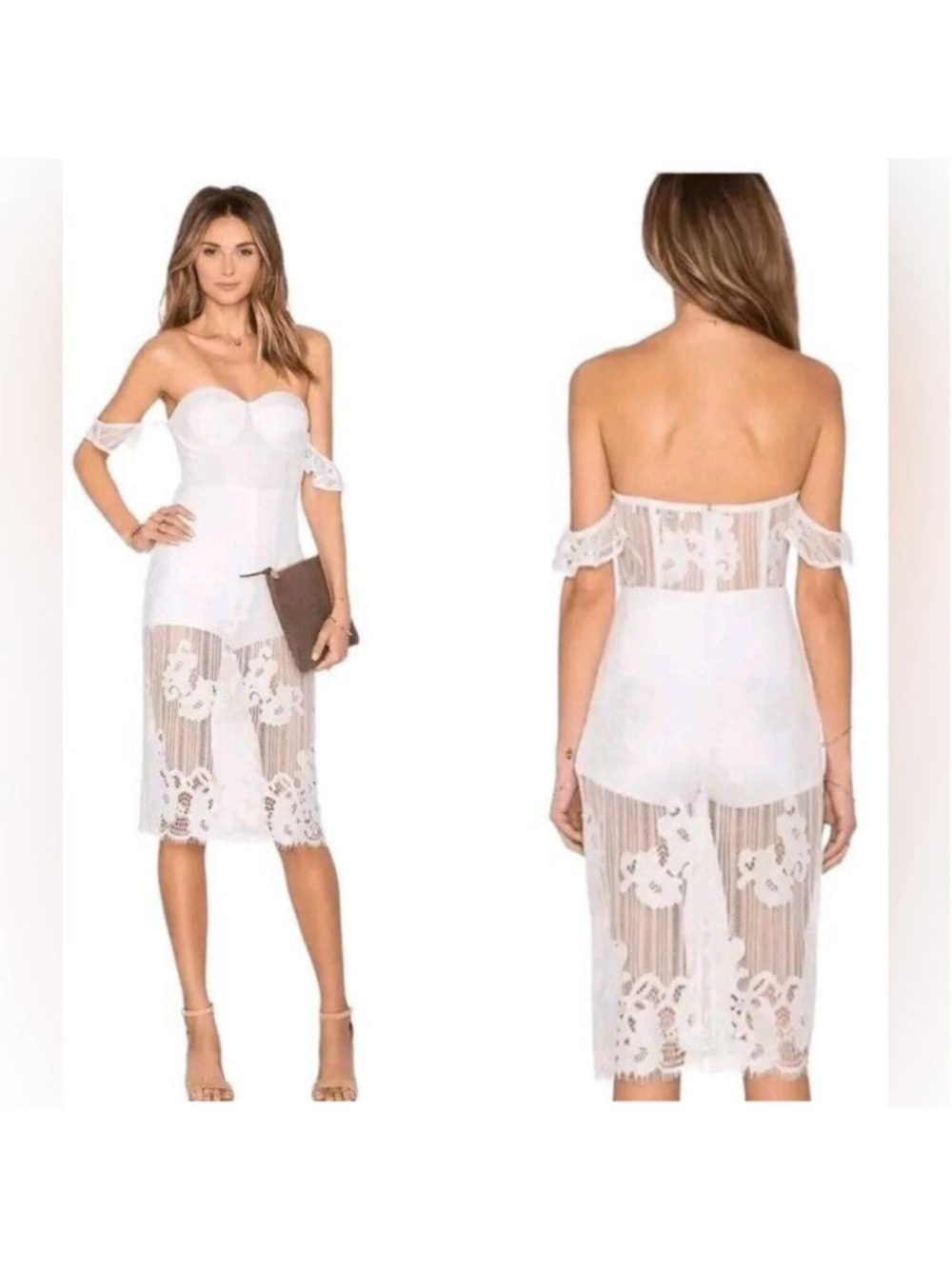 Lovers + Friends x Revolve Breathless White Lace Midi Dress size small